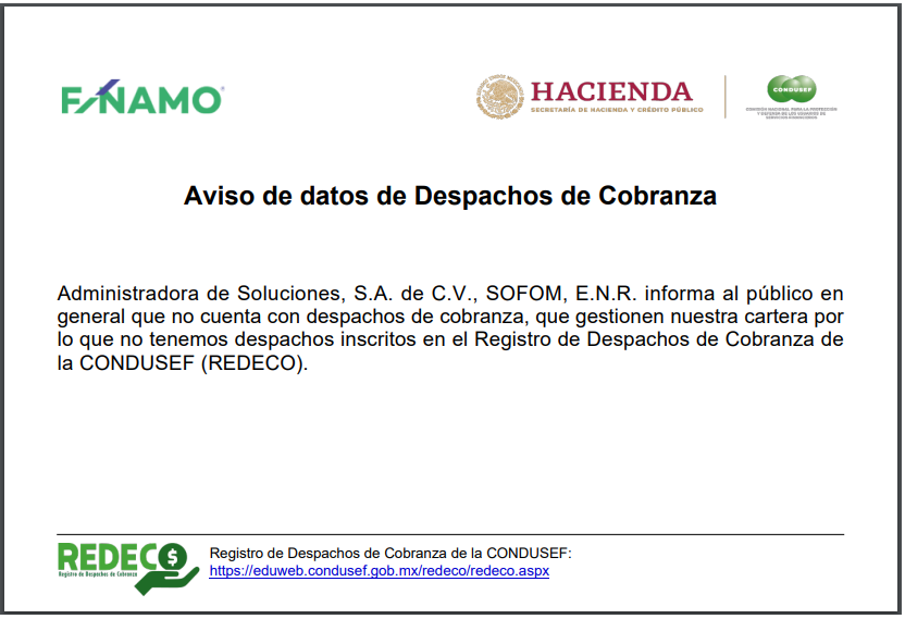 Informacion de despacho de cobranza Fínamo